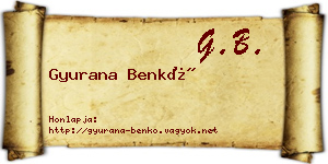 Gyurana Benkő névjegykártya